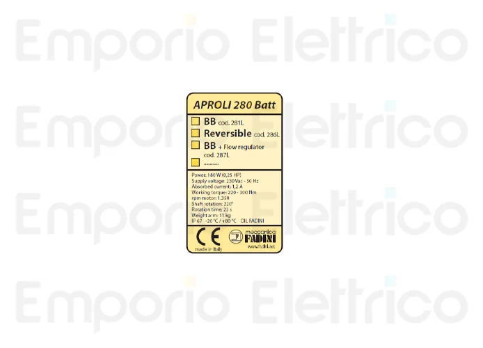fadini spare part adhesive technical data plate for aproli 280 batt 28078