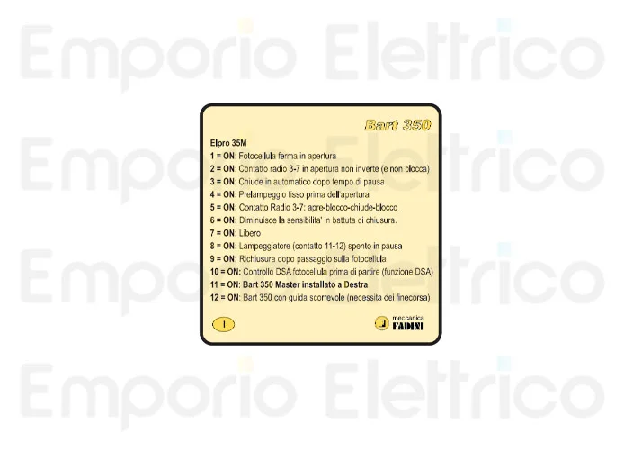 fadini spare part elpro switch label 35m for bart 350 35072