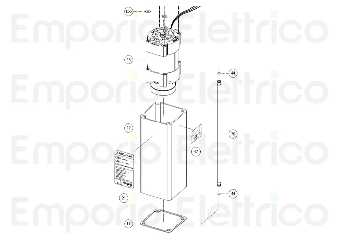 fadini spare part sticker label with technical specifications for aproli 480 48021