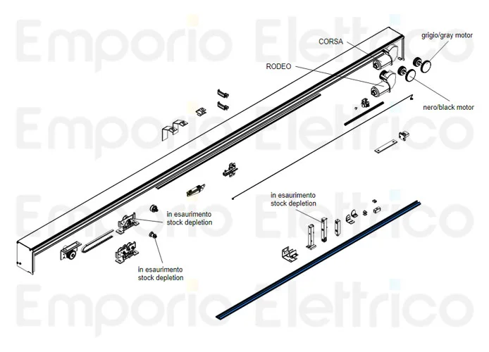 came spare part breakout anti-panic floor rail profile 119rip048